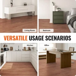 VEVOR Self Adhesive Vinyl Floor Tiles 390 x 23.6 inch, 1.5mm Thick Peel & Stick, Light Gray Wood Grain DIY Flooring for Kitchen, Dining Room, Bedrooms & Bathrooms, Easy for Home Decor
