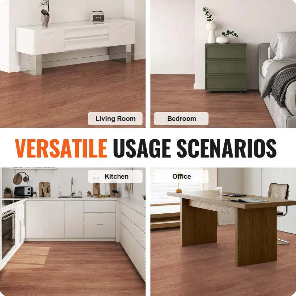 VEVOR Self Adhesive Vinyl Floor Tiles 390 x 23.6 inch, 1.5mm Thick Peel & Stick, Light Gray Wood Grain DIY Flooring for Kitchen, Dining Room, Bedrooms & Bathrooms, Easy for Home Decor
