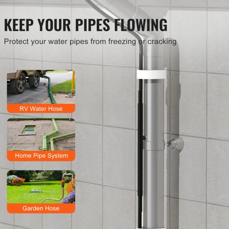 VEVOR Self-Regulating Pipe Heating Cable, 24FT 5W/FT Heat Tape for Pipes, Roof Snow Melting De-icing, Gutter and Pipe Freeze Protection