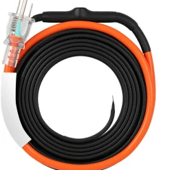 VEVOR Self-Regulating Pipe Heating Cable, 15FT 5W/FT Heat Tape for Pipes Freeze Protection, Water Pipe Heat Cable with Built-in Thermostat Protects PVC Hose, Metal and Plastic Pipe from Freezing