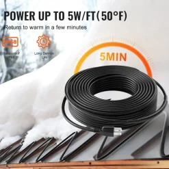VEVOR Self-Regulating Pipe Heating Cable, 80FT 5W/FT Heat Tape for Pipes, Roof Snow Melting De-icing, Gutter and Pipe Freeze Protection