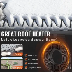 VEVOR Self-Regulating Pipe Heating Cable, 100FT 5W/FT Heat Tape for Pipes, Roof Snow Melting De-icing, Gutter and Pipe Freeze Protection