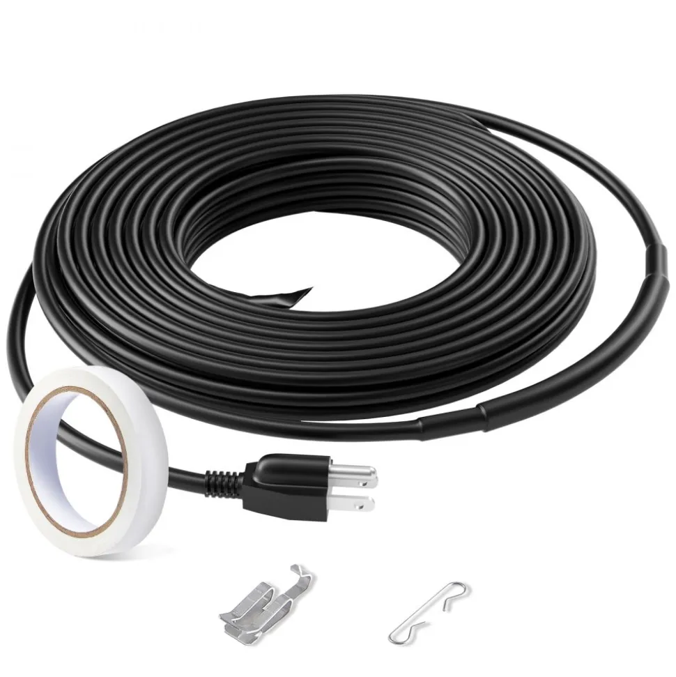 VEVOR Self-Regulating Pipe Heating Cable, 9FT 5W/FT Heat Tape for Pipes Freeze Protection, Water Pipe Heat Cable with Built-in Thermostat Protects PVC Hose, Metal and Plastic Pipe from Freezing