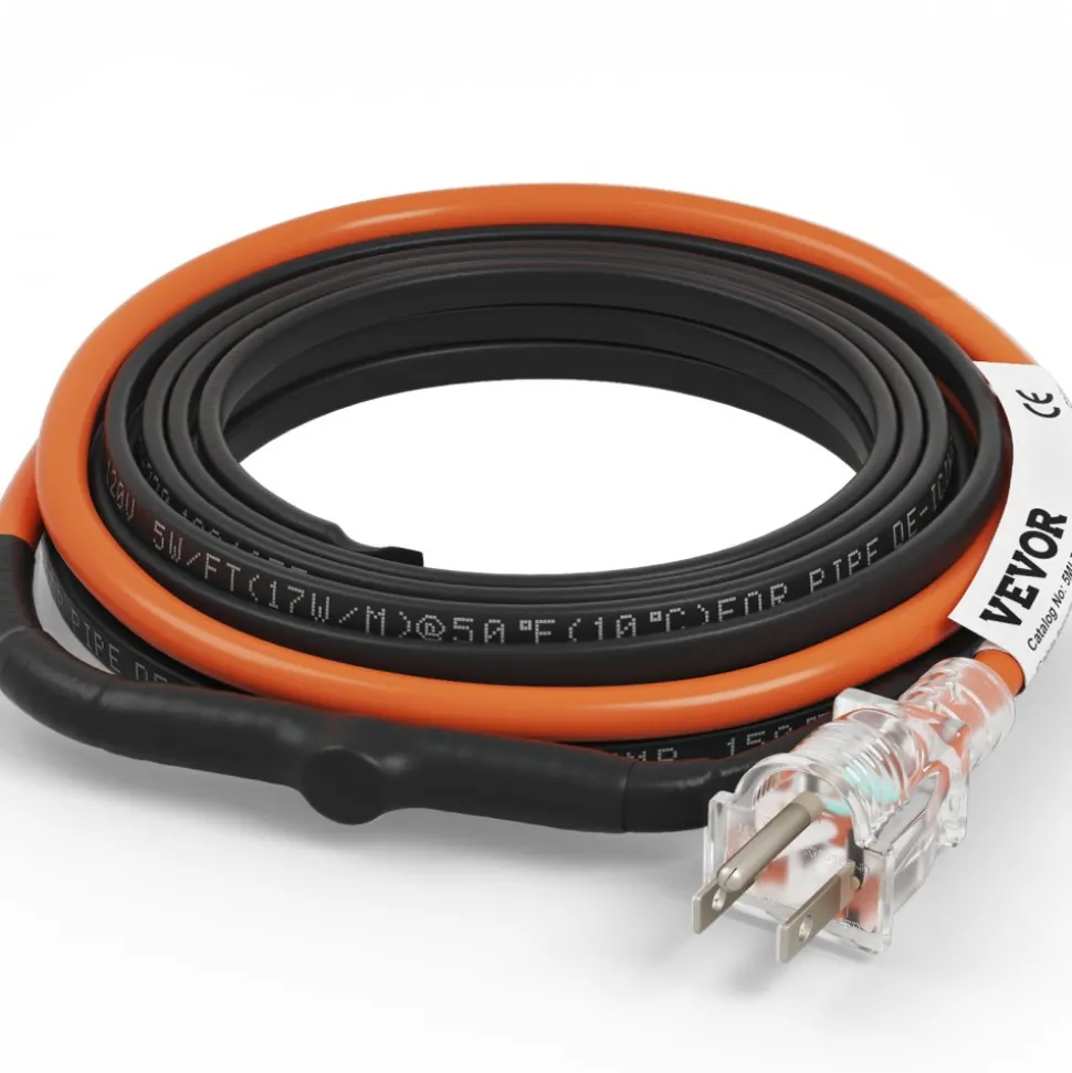 VEVOR Self-Regulating Pipe Heating Cable, 120FT 5W/FT Heat Tape for Pipes, Roof Snow Melting De-icing, Gutter and Pipe Freeze Protection