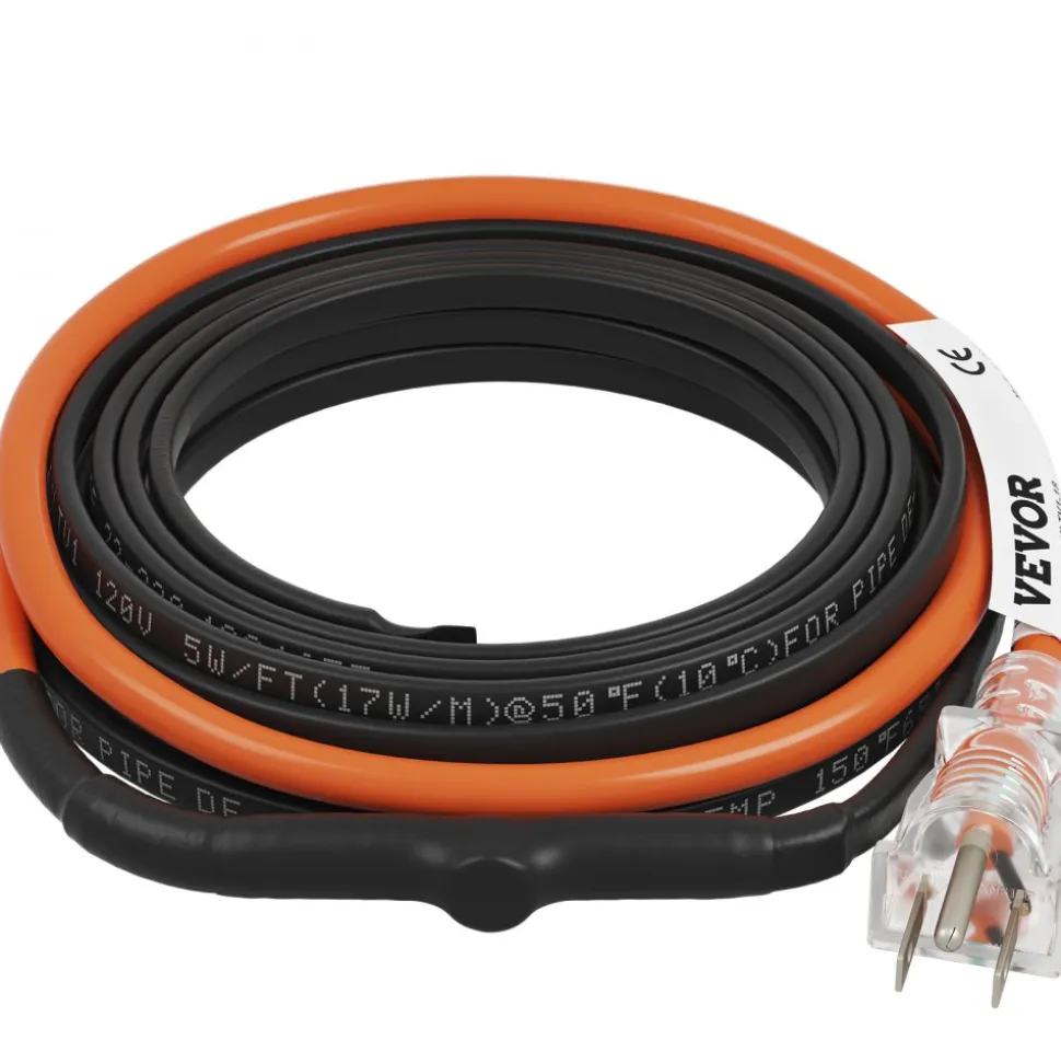 VEVOR Self-Regulating Pipe Heating Cable, 120FT 5W/FT Heat Tape for Pipes, Roof Snow Melting De-icing, Gutter and Pipe Freeze Protection