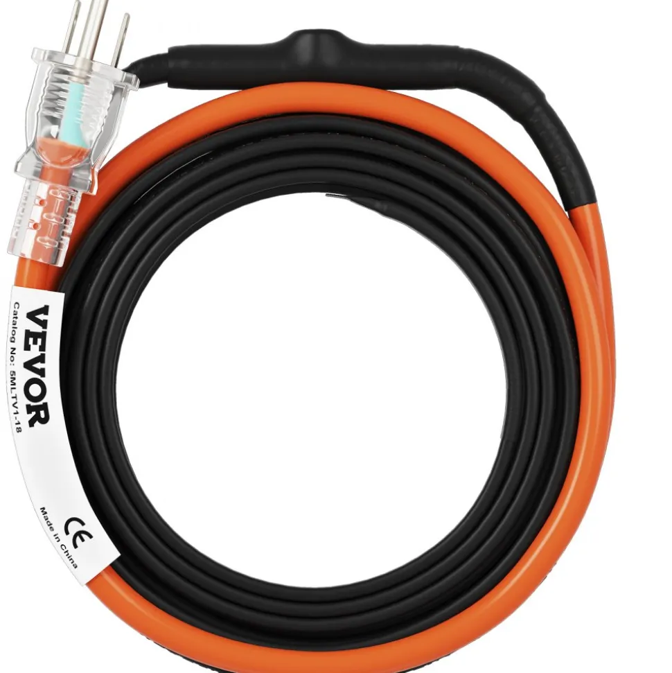 VEVOR Self-Regulating Pipe Heating Cable, 120FT 5W/FT Heat Tape for Pipes, Roof Snow Melting De-icing, Gutter and Pipe Freeze Protection