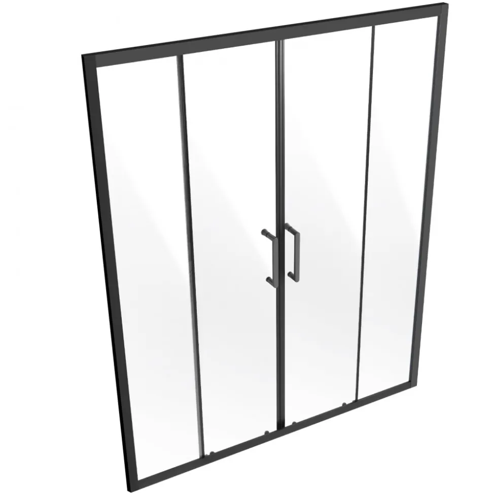 VEVOR Semi-frameless Shower Door, 57.8-59 W x 70 H in, Double Sliding Glass Door with 1/4 in(6mm) Clear Tempered Glass, Waterproof Shatterproof Stainproof with Stainless Steel Hardware, Matte Black