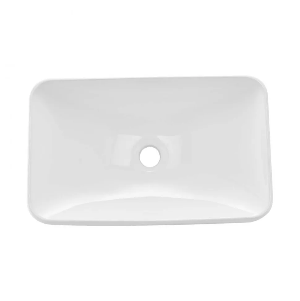 VEVOR Semi Recessed Bathroom Sink, 19.29 x 12.01 Inch Rectangular White Ceramic Vessel Sink with 1-3/4 Inch Drain Hole, Drop in Modern Lavatory Vanity Bath Wash Bowl Basin, Rectangle for Small Space