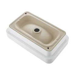 VEVOR Semi Recessed Bathroom Sink, 19.29 x 12.01 Inch Rectangular White Ceramic Vessel Sink with 1-3/4 Inch Drain Hole, Drop in Modern Lavatory Vanity Bath Wash Bowl Basin, Rectangle for Small Space