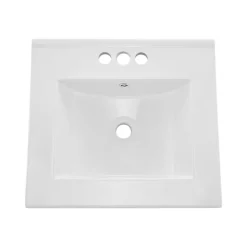 VEVOR Semi Recessed Bathroom Sink, 19.09 x 16.73 Inch Oval White Ceramic Vessel Sink with Overflow Hole and 3 Faucet Holes, Drop in Modern Lavatory Vanity Bath Wash Bowl Basin, Ideal for Small Spaces