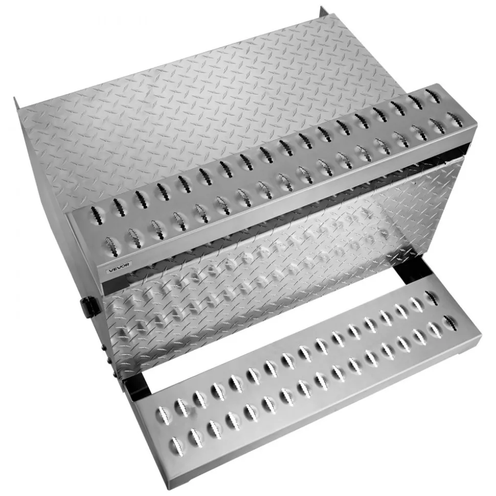 VEVOR Semi-Truck Step Tool Box, 31" x 30" x 19" Heavy Duty Aluminum Diamond Plate Toolbox, Waterproof Cab Entry Step Storage Box with Shock-Absorbing Latch for Flatbed, Crane, and Semi Trucks
