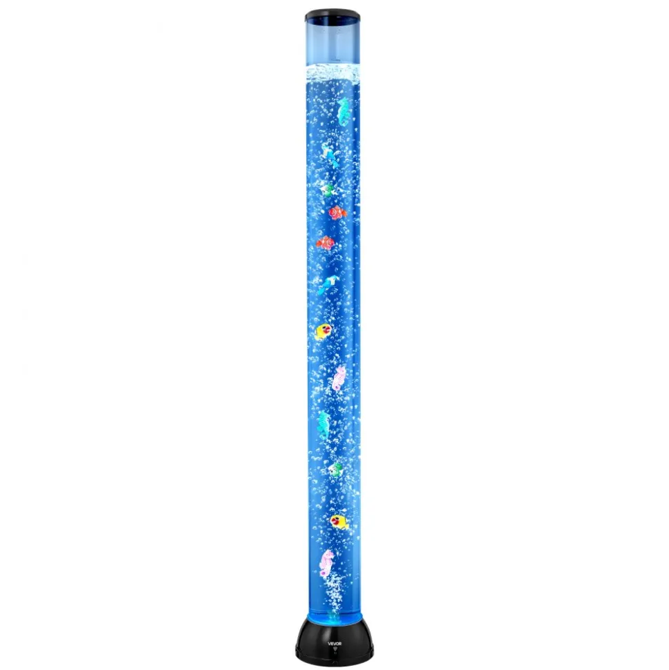 VEVOR Sensory Bubble Tube Lamp, 4 ft Bubble Fish Tube, Sensory Aquarium Lamp with 10 Floating Fish & 16 Color Effects, Remote Control, Stress Relief Calming Light for Bedroom Living Room Home Decor