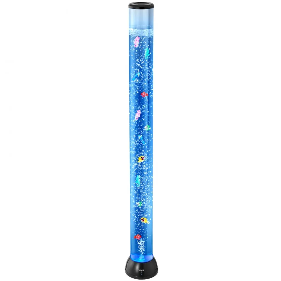 VEVOR Sensory Bubble Tube Lamp, 4 ft Bubble Fish Tube, Sensory Aquarium Lamp with 10 Floating Fish & 16 Color Effects, Remote Control, Stress Relief Calming Light for Bedroom Living Room Home Decor