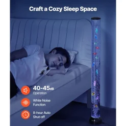 VEVOR Sensory Bubble Tube Lamp, 4 ft Bubble Fish Tube, Sensory Aquarium Lamp with 10 Floating Fish & 16 Color Effects, Remote Control, Stress Relief Calming Light for Bedroom Living Room Home Decor