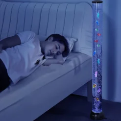 VEVOR Sensory Bubble Tube Lamp, 4 ft Bubble Fish Tube, Sensory Aquarium Lamp with 10 Floating Fish & 16 Color Effects, Remote Control, Stress Relief Calming Light for Bedroom Living Room Home Decor