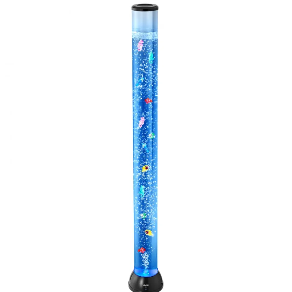 VEVOR Sensory Bubble Tube Lamp, 4 ft Bubble Fish Tube, Sensory Aquarium Lamp with 10 Floating Fish & 16 Color Effects, Remote Control, Stress Relief Calming Light for Bedroom Living Room Home Decor