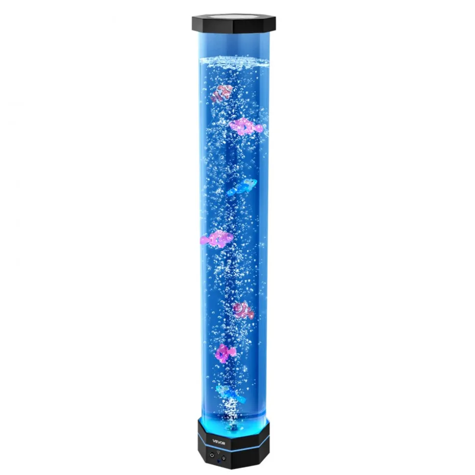 VEVOR Sensory Bubble Tube Lamp, 2.67 ft Bubble Fish Tube, Sensory Aquarium Lamp with 6 Floating Fish & 16 Color Effects, Remote Control, Stress Relief Calming Light for Bedroom Living Room Home Decor