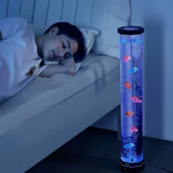 VEVOR Sensory Bubble Tube Lamp, 2.67 ft Bubble Fish Tube, Sensory Aquarium Lamp with 6 Floating Fish & 16 Color Effects, Remote Control, Stress Relief Calming Light for Bedroom Living Room Home Decor