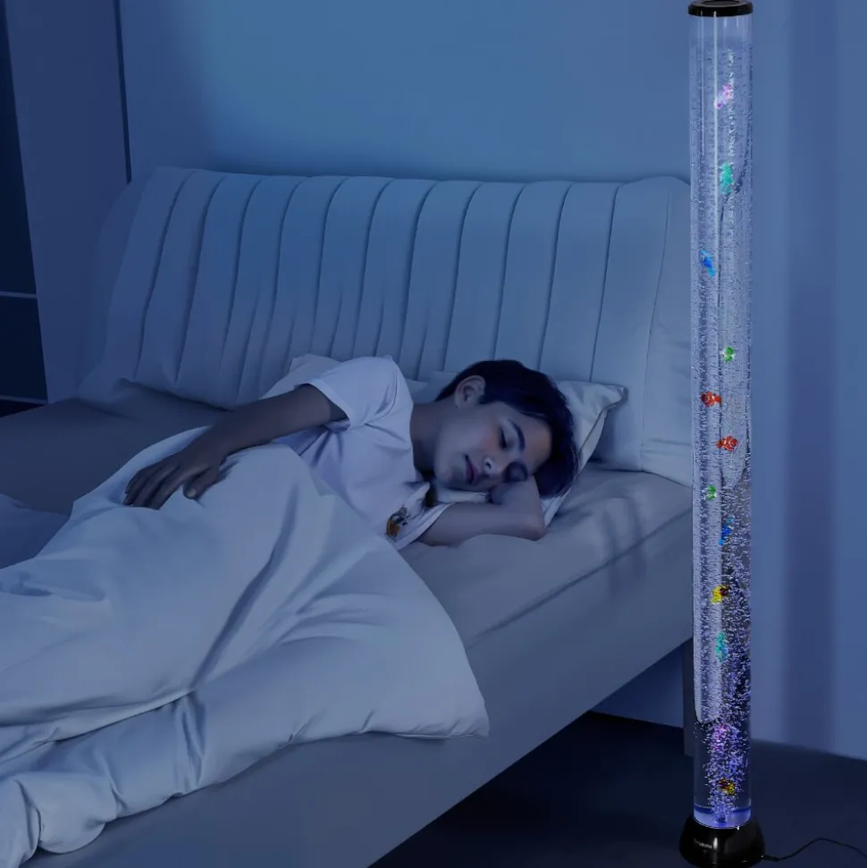 VEVOR Sensory Bubble Tube Lamp, 5 ft Bubble Fish Tube, Sensory Aquarium Lamp with 10 Floating Fish & 16 Color Effects, Remote Control, Stress Relief Calming Light for Bedroom Living Room Home Decor