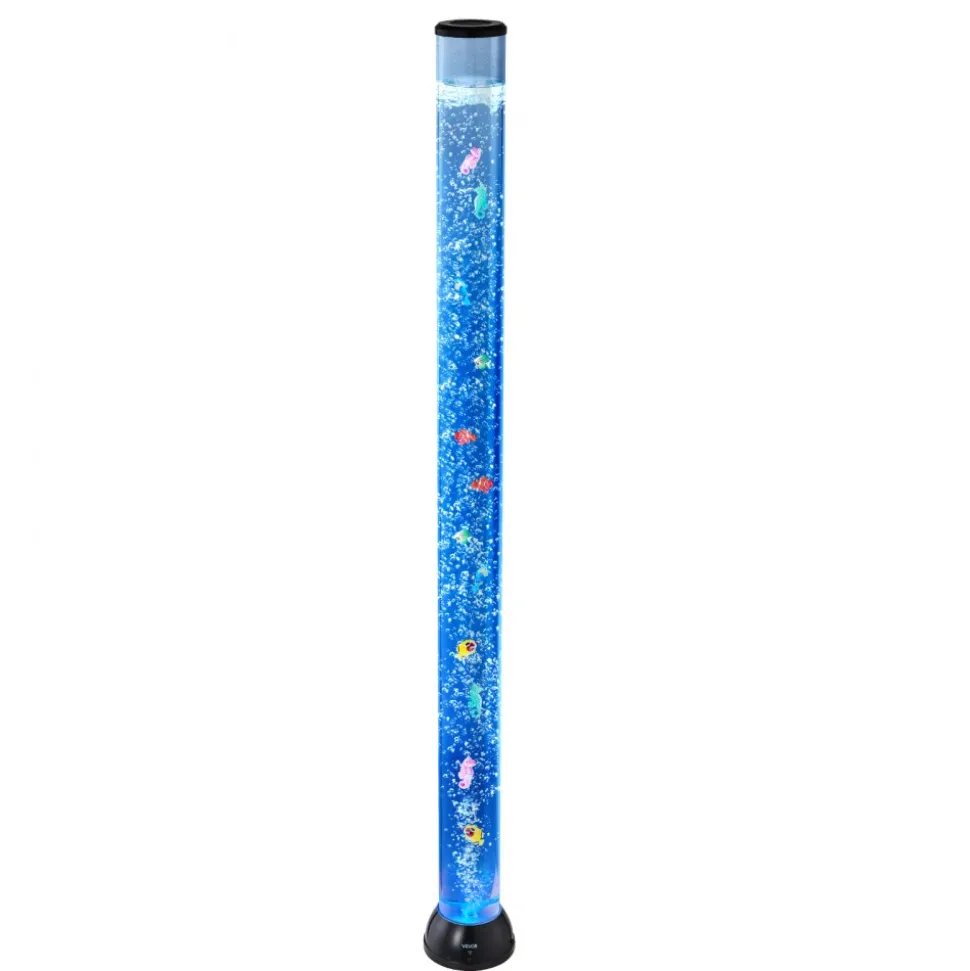 VEVOR Sensory Bubble Tube Lamp, 5 ft Bubble Fish Tube, Sensory Aquarium Lamp with 10 Floating Fish & 16 Color Effects, Remote Control, Stress Relief Calming Light for Bedroom Living Room Home Decor