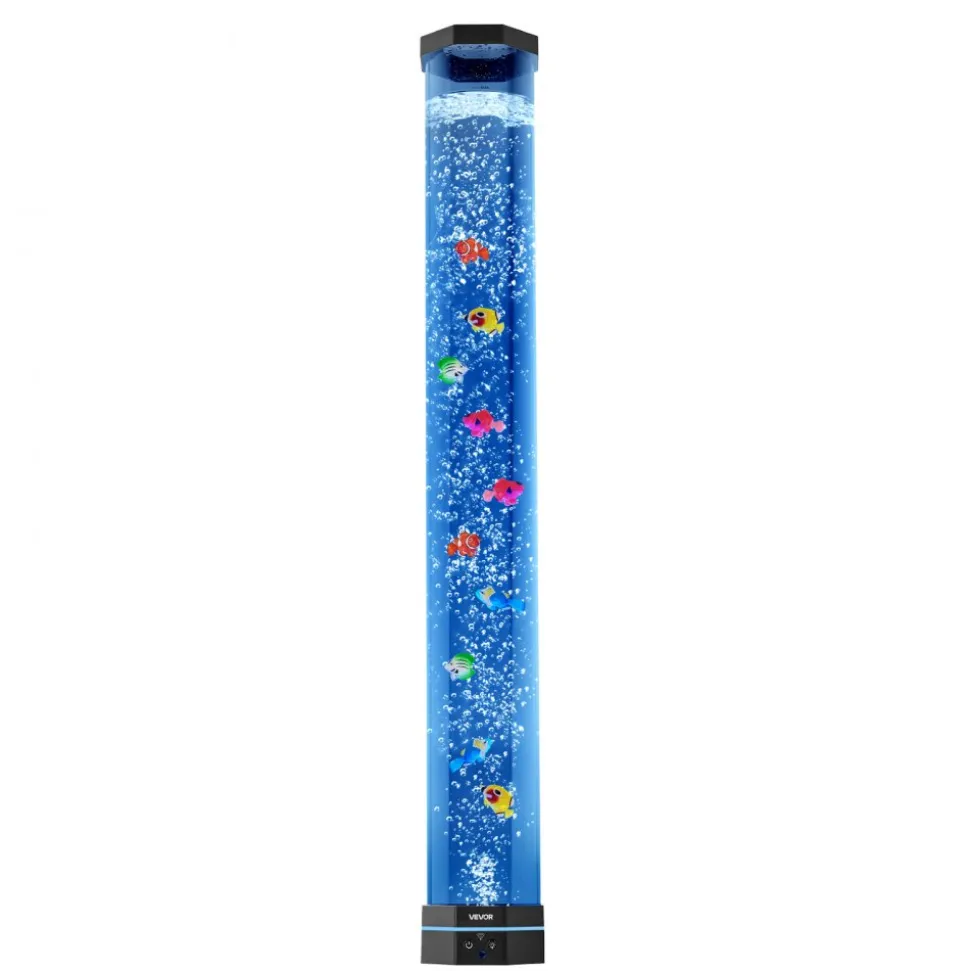 VEVOR Sensory Bubble Tube Lamp, 3.3 ft Bubble Fish Tube, Sensory Aquarium Lamp with 10 Floating Fish & 16 Color Effects, Remote Control, Stress Relief Calming Light for Bedroom Living Room Home Decor