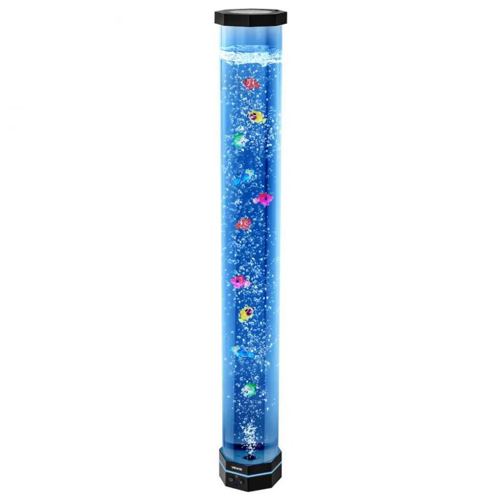 VEVOR Sensory Bubble Tube Lamp, 3.3 ft Bubble Fish Tube, Sensory Aquarium Lamp with 10 Floating Fish & 16 Color Effects, Remote Control, Stress Relief Calming Light for Bedroom Living Room Home Decor