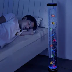 VEVOR Sensory Bubble Tube Lamp, 3.3 ft Bubble Fish Tube, Sensory Aquarium Lamp with 10 Floating Fish & 16 Color Effects, Remote Control, Stress Relief Calming Light for Bedroom Living Room Home Decor