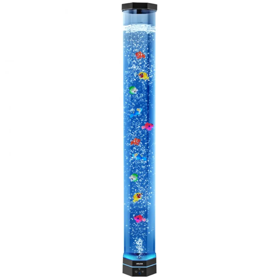 VEVOR Sensory Bubble Tube Lamp, 3.3 ft Bubble Fish Tube, Sensory Aquarium Lamp with 10 Floating Fish & 16 Color Effects, Remote Control, Stress Relief Calming Light for Bedroom Living Room Home Decor