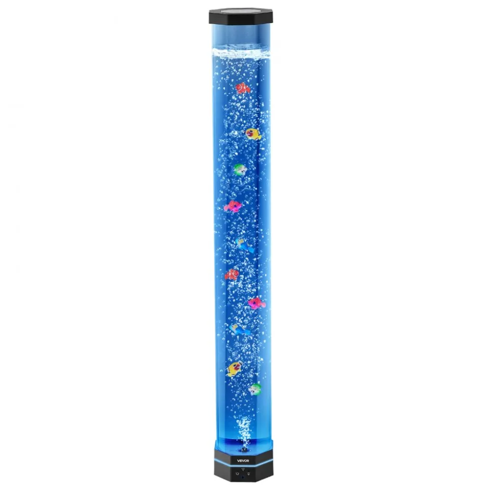 VEVOR Sensory Bubble Tube Lamp, 3.3 ft Bubble Fish Tube, Sensory Aquarium Lamp with 10 Floating Fish & 16 Color Effects, Remote Control, Stress Relief Calming Light for Bedroom Living Room Home Decor