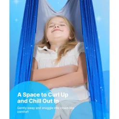 VEVOR Sensory Swing, Double-Layer Fabric Sensorys Hammock, Indoor & Outdoor Sensory Swing with 360° Swivel Hanger, O-Sling, Holds up to 300lbs, Adjustable Aerial Yoga, Hanging Swings for Kids