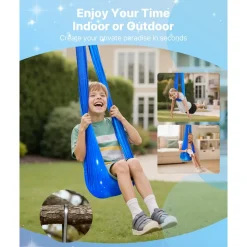 VEVOR Sensory Swing, Double-Layer Fabric Sensorys Hammock, Indoor & Outdoor Sensory Swing with 360° Swivel Hanger, O-Sling, Holds up to 300lbs, Adjustable Aerial Yoga, Hanging Swings for Kids