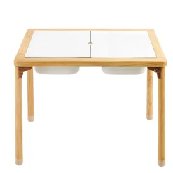 VEVOR Sensory Table for Toddlers, Foldable Wooden Kids Activity Table with Double-Sided Board, Storage Bins, and Non-Slip Feet, for Boys and Girls Playing Sand and Water, Drawing, Studying, Dining