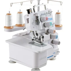 VEVOR Serger Overlock Sewing Machine, 1250 Stitches Per Minute, 2-3-5 Thread Capability, with LED Light and Strong Suction Feet, Heavy-Duty Metal Frame Sewing Machine for Various Fabrics, White