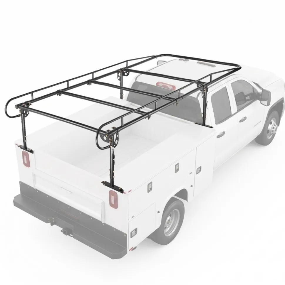 VEVOR Service Body Truck Ladder Rack 1000LBS Capacity Over-Cab Trucks Rack, 21"-31" Height Adjustable, Fit Single/Dual Rear Wheel Utility Truck, Heavy Duty Steel Support for Kayak Surfboard Lumber