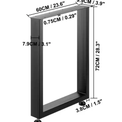 VEVOR Set of 2 Steel Table Legs, 28''Height 24''Wide Dining Table Legs, Heavy Duty 3.1
