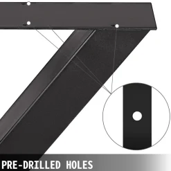 VEVOR Set of 2 Steel Table Legs, 28''Height 30''Wide Dining Table Legs, Heavy Duty 3.1