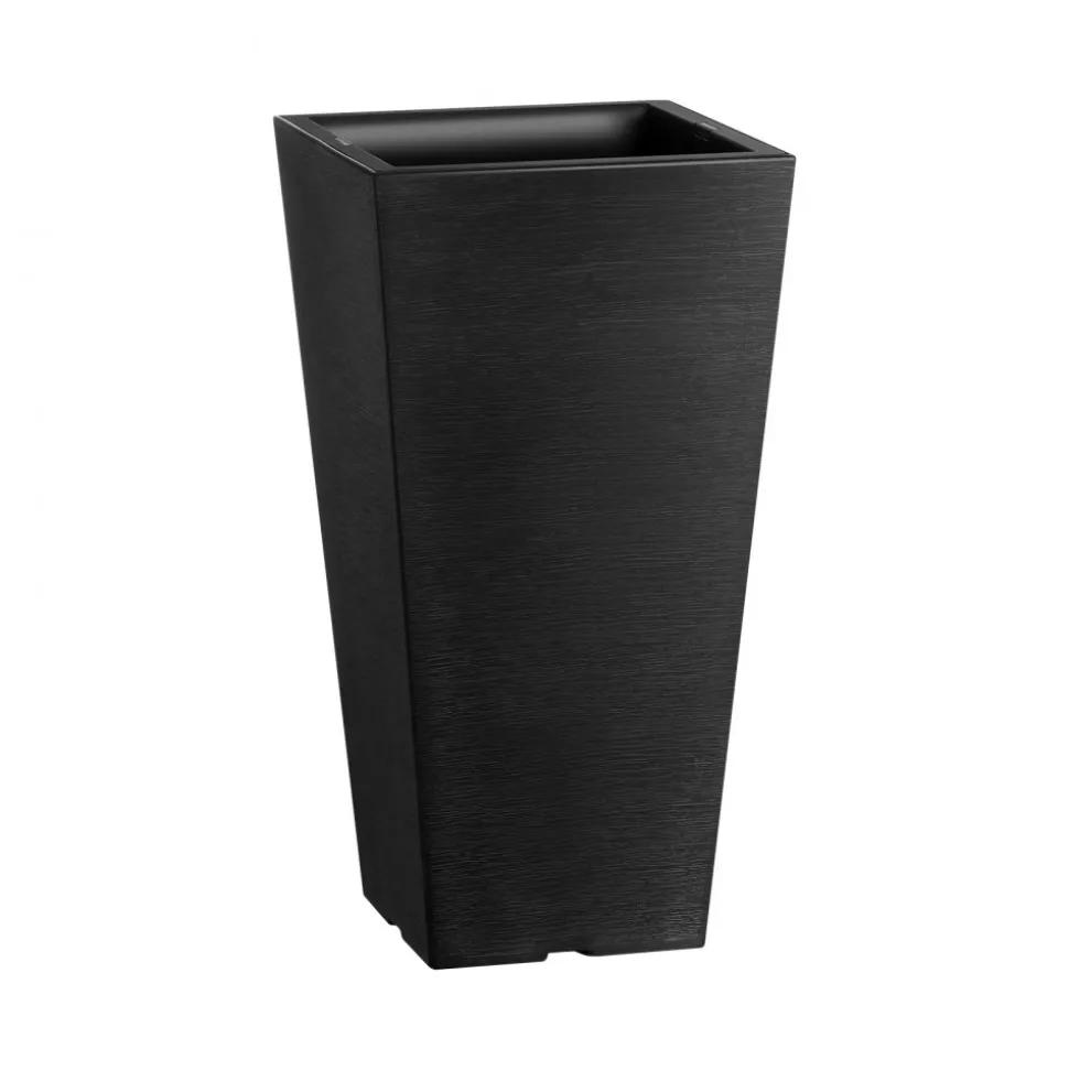 VEVOR Set of 2 Tall Outdoor Planters 22inch, Large Planters For Outdoor Indoor Plants, Black Tapered Square Front Porch Planters Flower Tree Plant Pots with Modern Design and Built-in Drainage