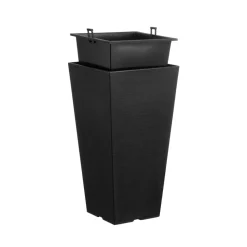 VEVOR Set of 2 Tall Outdoor Planters 22inch, Large Planters For Outdoor Indoor Plants, Black Tapered Square Front Porch Planters Flower Tree Plant Pots with Modern Design and Built-in Drainage