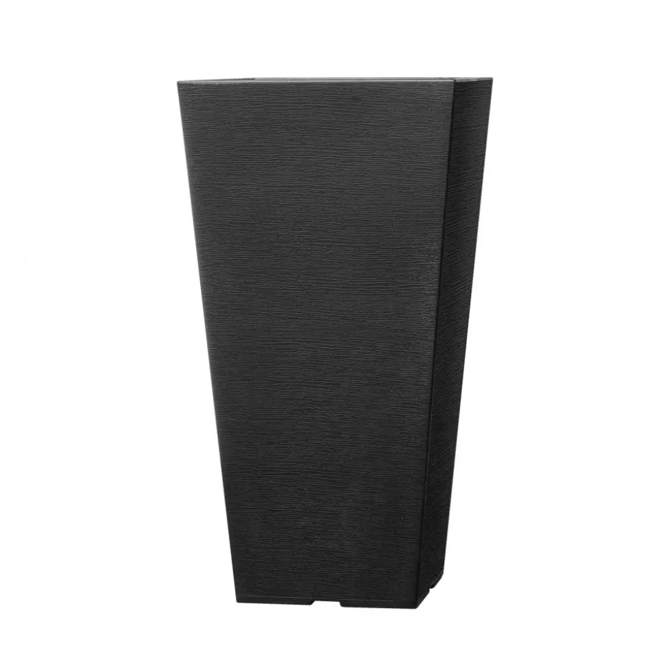 VEVOR Set of 2 Tall Outdoor Planters 22inch, Large Planters For Outdoor Indoor Plants, Black Tapered Square Front Porch Planters Flower Tree Plant Pots with Modern Design and Built-in Drainage