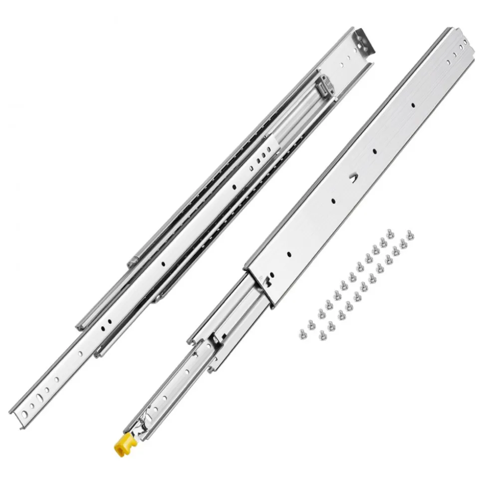 VEVOR Set of Two Drawer Rails, Sizes Ranging from 16 to 60 inches, 500 lbs Weight Tolerance, Ball Bearing Equipped with Locking Mechanism, Side Mounted Slide Rail