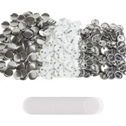 VEVOR 500 Sets 1 inch 25mm Pin Back Button Parts, DIY Round Button Badge Parts, Set Includes Metal Top, Plastic/Metal Button, Clear Film, and Blank Paper For Gifts Presents, Machine NOT Included