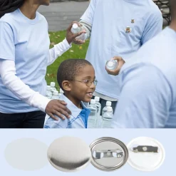 VEVOR 500 Sets 1 inch 25mm Pin Back Button Parts, DIY Round Button Badge Parts, Set Includes Metal Top, Plastic/Metal Button, Clear Film, and Blank Paper For Gifts Presents, Machine NOT Included