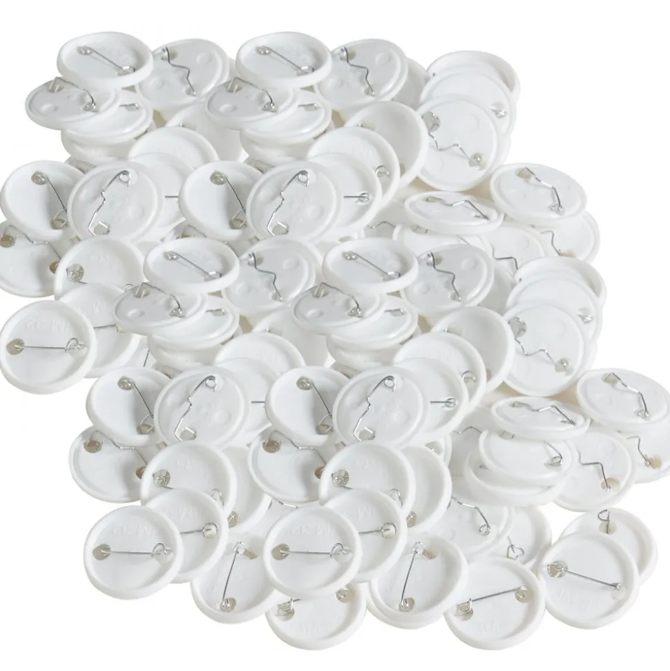 VEVOR 500 Sets 1.25 inch 32mm Pin Back Button Parts, DIY Round Button Badge Parts, Set Includes Metal Top, Plastic/Metal Button, Clear Film, and Blank Paper For Gifts Presents, Machine NOT Included