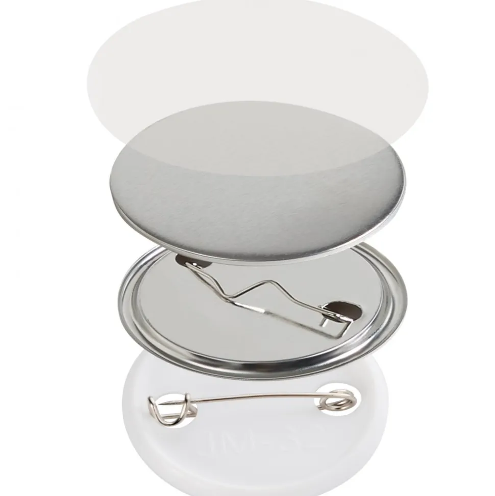 VEVOR 500 Sets 1.25 inch 32mm Pin Back Button Parts, DIY Round Button Badge Parts, Set Includes Metal Top, Plastic/Metal Button, Clear Film, and Blank Paper For Gifts Presents, Machine NOT Included