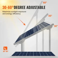 VEVOR 2-Set Solar Panel Mounting Brackets, 30°-60° Adjustable Multi-Pieces Solar Panel Brackets for 4-8PCS Solar Panels, Carbon Steel Ground Mount Solar Panel Stand for Farms, RVs, Boats, Off-Grid