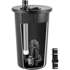 VEVOR Sewage Grinder System, 1 HP, 5100 GPH Cast Iron Sewage Pump with Basin, Grinding Blade, 120V Automatic Outdoor Water/Seepage Collection and Removal System with Float Switch, 2