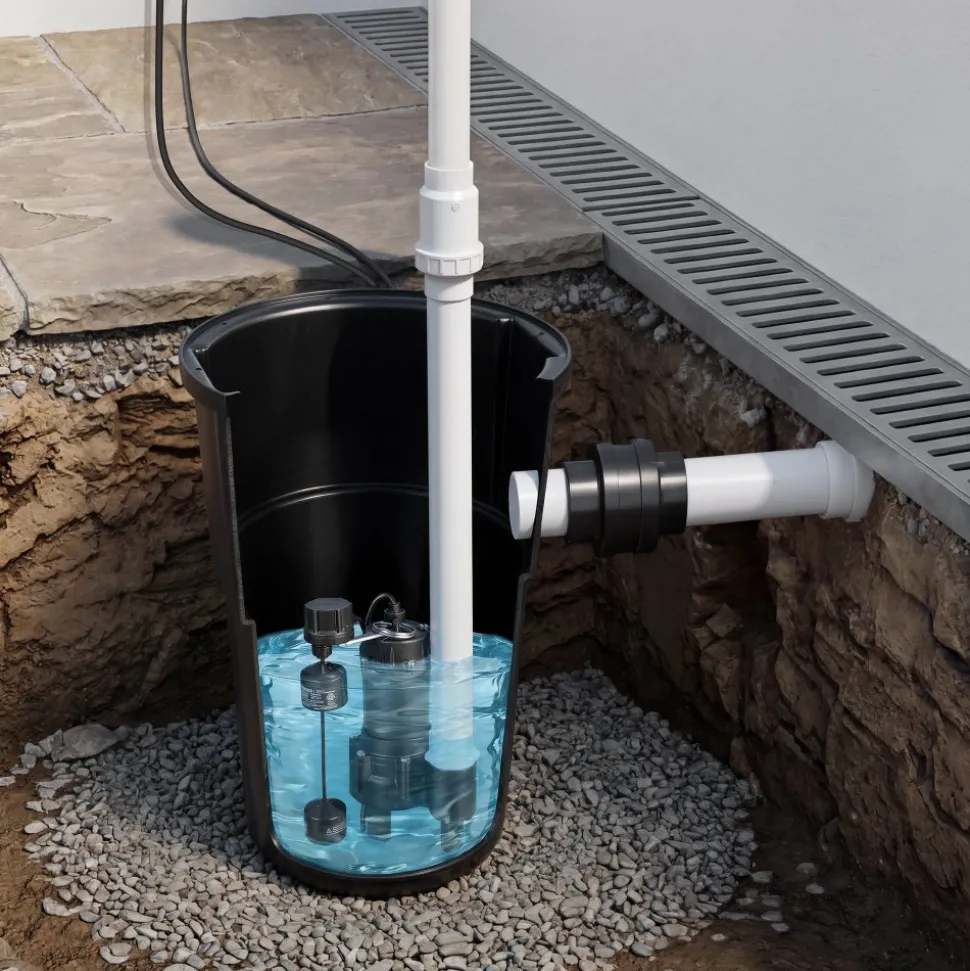 VEVOR Sewage Pump System, 1/2 HP, 4800 GPH Cast Iron Sewage Pump with Basin Kit, 120 Volt Automatic Outdoor Water/Seepage Collection and Removal System with Vertical Float Switch, 2" Discharge, Black