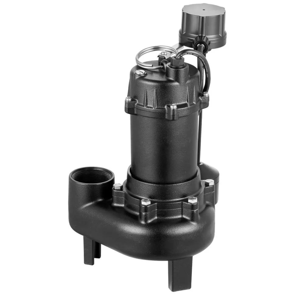 VEVOR Sewage Pump System, 1/2 HP, 4800 GPH Cast Iron Sewage Pump with Basin Kit, 120 Volt Automatic Outdoor Water/Seepage Collection and Removal System with Vertical Float Switch, 2" Discharge, Black