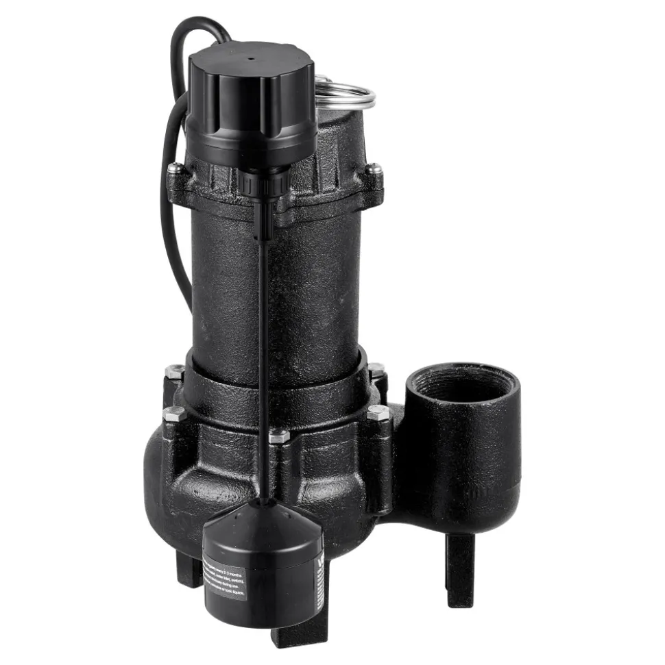 VEVOR Sewage Pump System, 1/2 HP, 4800 GPH Cast Iron Sewage Pump with Basin Kit, 120 Volt Automatic Outdoor Water/Seepage Collection and Removal System with Vertical Float Switch, 2" Discharge, Black