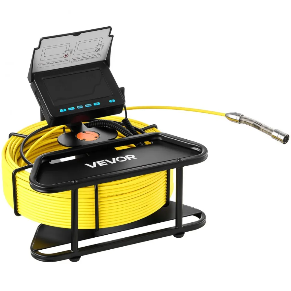 VEVOR Sewer Camera, 164 ft/50m, 4.3" Drain Inspection Camera, IP68 Waterproof Snake Plumbing Camera with Lights - 6 Adjustable LEDs, 4500mAh Battery & 16GB Card for Sewer Line Duct Pipes